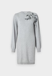OBJTHESS EMBROIDERY DRESS - Pulóverruha - light grey melange