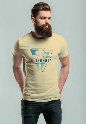 Neverless CALIFORNIA LOS ANGELES SURFING MOTIV SOMMER FASHI - Print T-shirt - natur