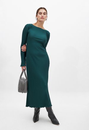 NA-KD MIT FALTEN - Svetríkové šaty - dark green