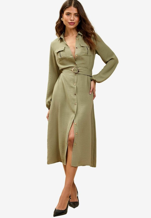 REGULAR FIT MIDI LONG SLEEVE BUTTON THROUGH - Blusenkleid
