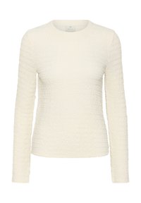 Haut en maille crème à manches longues texturé avec encolure ronde et silhouette ajustée, marque Kaffe.