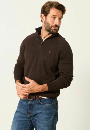 FatFace, TALL FIT - HALF NECK KNITTED JUMPER - Jumper - chocolate brown