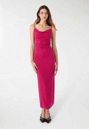 LUNGO CON DRAPPEGGIO - Vestito di maglina - fucsia scuro
