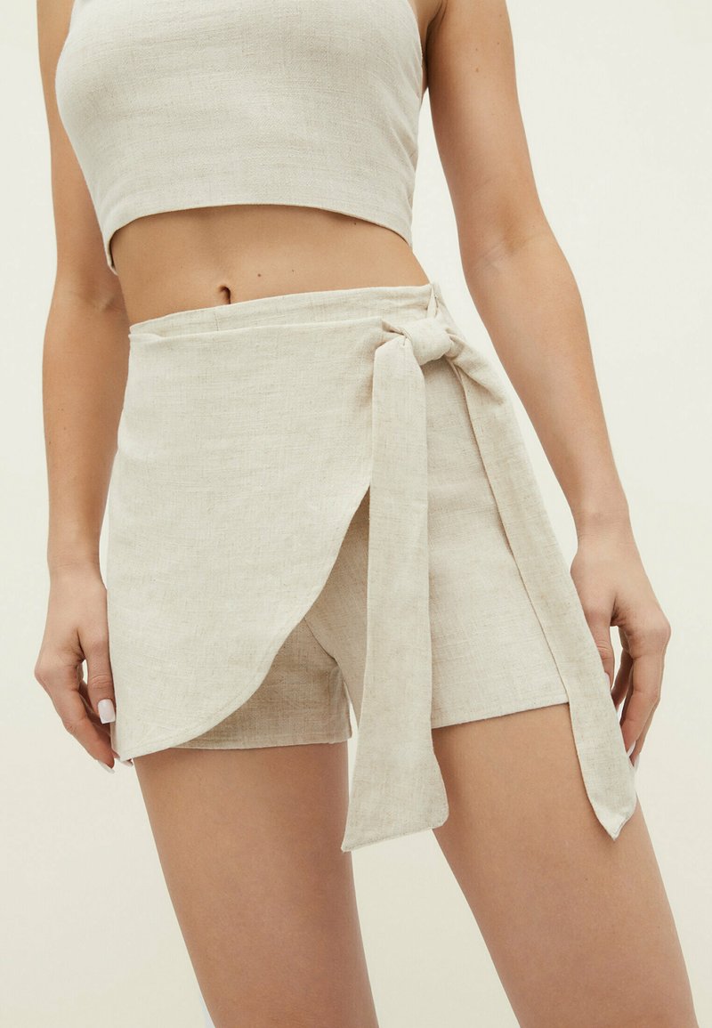 Stradivarius WITH KNOT - Wrap skirt - stone - Zalando 