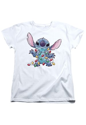 LILO AND STITCH TANGLED CHRISTMAS LIGHTS SKETCH - Print T-shirt - white