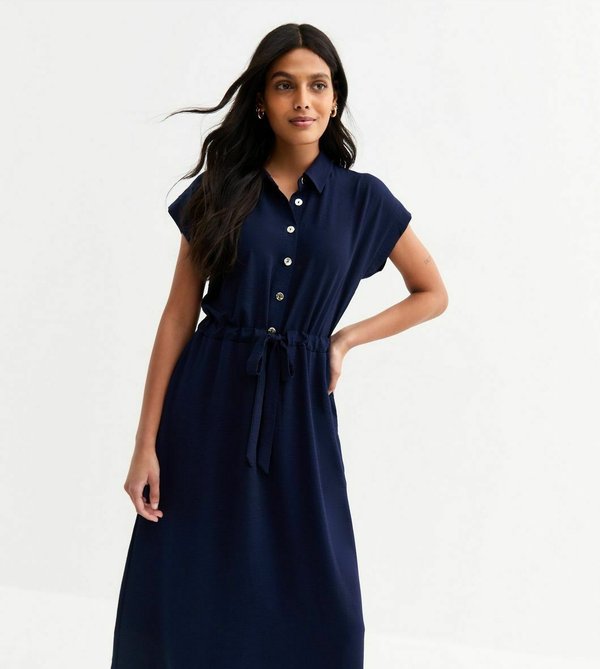 DRAWSTRING WAIST TEXTURED MIDI  - Freizeitkleid