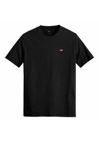 Sort kortærmet Levi's T-shirt med rund hals og lille rødt Levi's-logo på venstre bryst.
