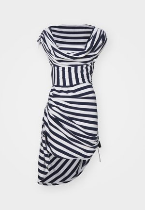 Sinead Gorey, HACIENDA STRIPE ASYMMETRIC DRAPED HIGH LOW DRESS - Cocktailkleid/festliches Kleid - white/navy
