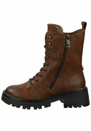 Platform ankle boots - cognac