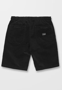 Pantaloni corti in velluto a coste neri con vita elasticizzata e due tasche posteriori, dotati di un piccolo etichetta del marchio sulla tasca destra.
