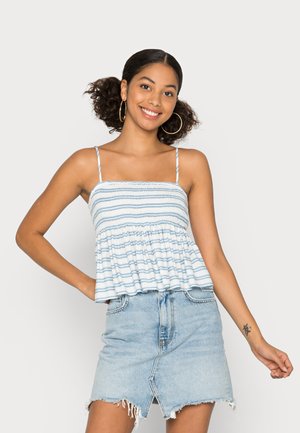 BARE SMOCKED WOVEN - Top - blue & white stripes