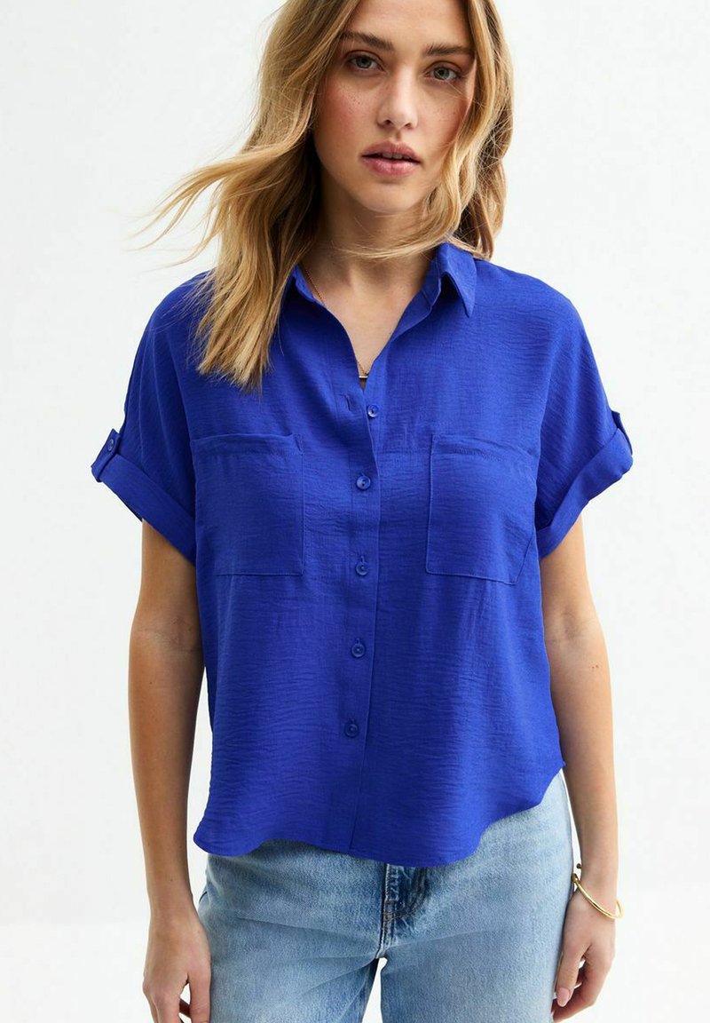 New Look DOUBLE CHEST POCKET - Blus - blue