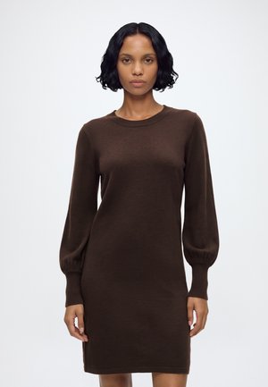 VILA, VIKERRY O-NECK KNIT DRESS - NOOS - Robe pull - coffee bean