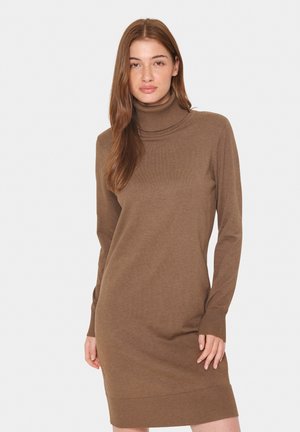 MILASZ ROLLNECK - Svetríkové šaty - shitake melange