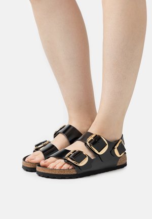 MILANO BIG BUCKLE NARROW FIT - Sandals - high shine black