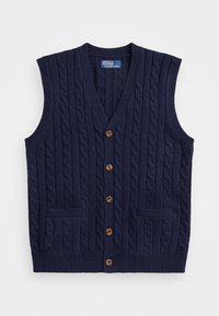 CABLE KNIT WOOL CASHMERE SWEATER VEST - Waistcoat - hunter navy
