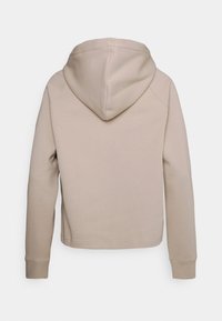 Felpa beige con tasca a canguro, polsini a coste e cappuccio con cordino. Realizzata in morbido tessuto misto cotone, con cuciture piatte.