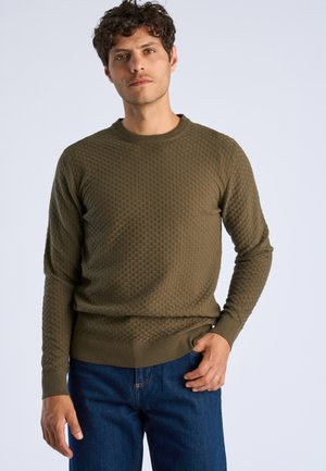 Lindbergh, LINDBERGH STRUCTURE O-NECK KNIT L/S - Strickpullover - army