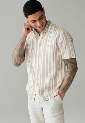 STRIPE SHORT SLEEVE - REGULAR FIT - Marškiniai - stone