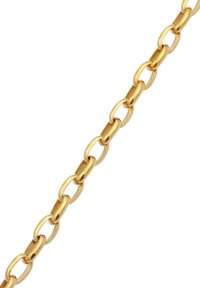 Goldfarbene Metallkette mit ovalen Gliedern und einer glatten, glänzenden Oberfläche. Die Glieder sind in einem einheitlichen Muster verbunden, was die Haltbarkeit erhöht.
