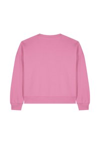 Roze sweatshirt met een ronde hals, lange mouwen en rib gebreide manchetten en zoom. Gemaakt van zachte stof met een gladde textuur. Eenvoudig ontwerp.