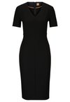 V-NECK BUSINESS DRESS WITH SHORT SLEEVES AND FULL LENGTH ZIPPER AT THE BACK - Dienas kleita - black one