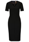 V-NECK BUSINESS DRESS WITH SHORT SLEEVES AND FULL LENGTH ZIPPER AT THE BACK - Freizeitkleid - black one