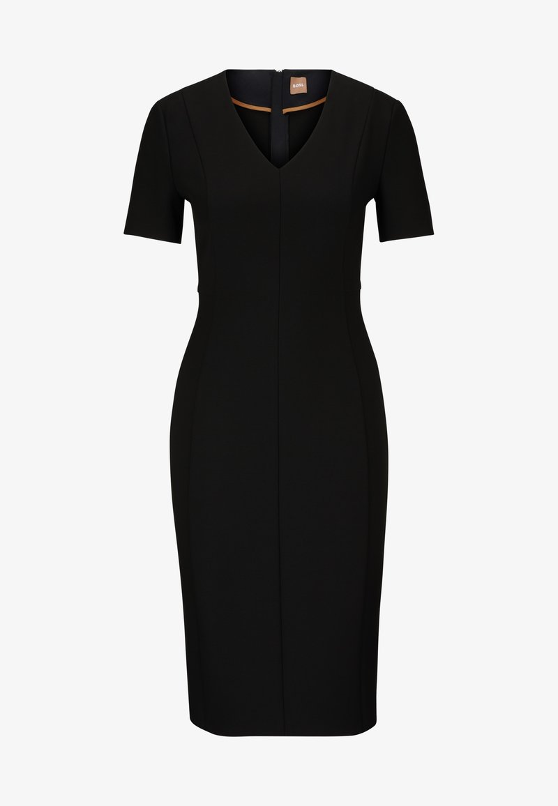 BOSS V-NECK BUSINESS DRESS WITH SHORT SLEEVES AND FULL LENGTH ZIPPER AT THE BACK - Day dress - black one/black - Zalando.co.uk BOSS V-NECK BUSINESS DRESS WITH SHORT SLEEVES AND FULL LENGTH ZIPPER AT THE BACK - Day dress - black one/black - Zalando.co.uk