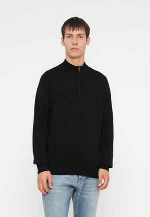 ZIP MOCK - Pulóver - true black