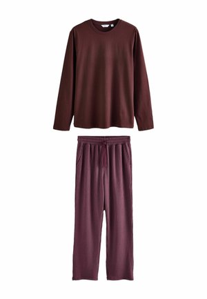 REGULAR FIT - SEERSUCKER LONG SLEEVE STRIPE SET - Pyjama set - plum purple