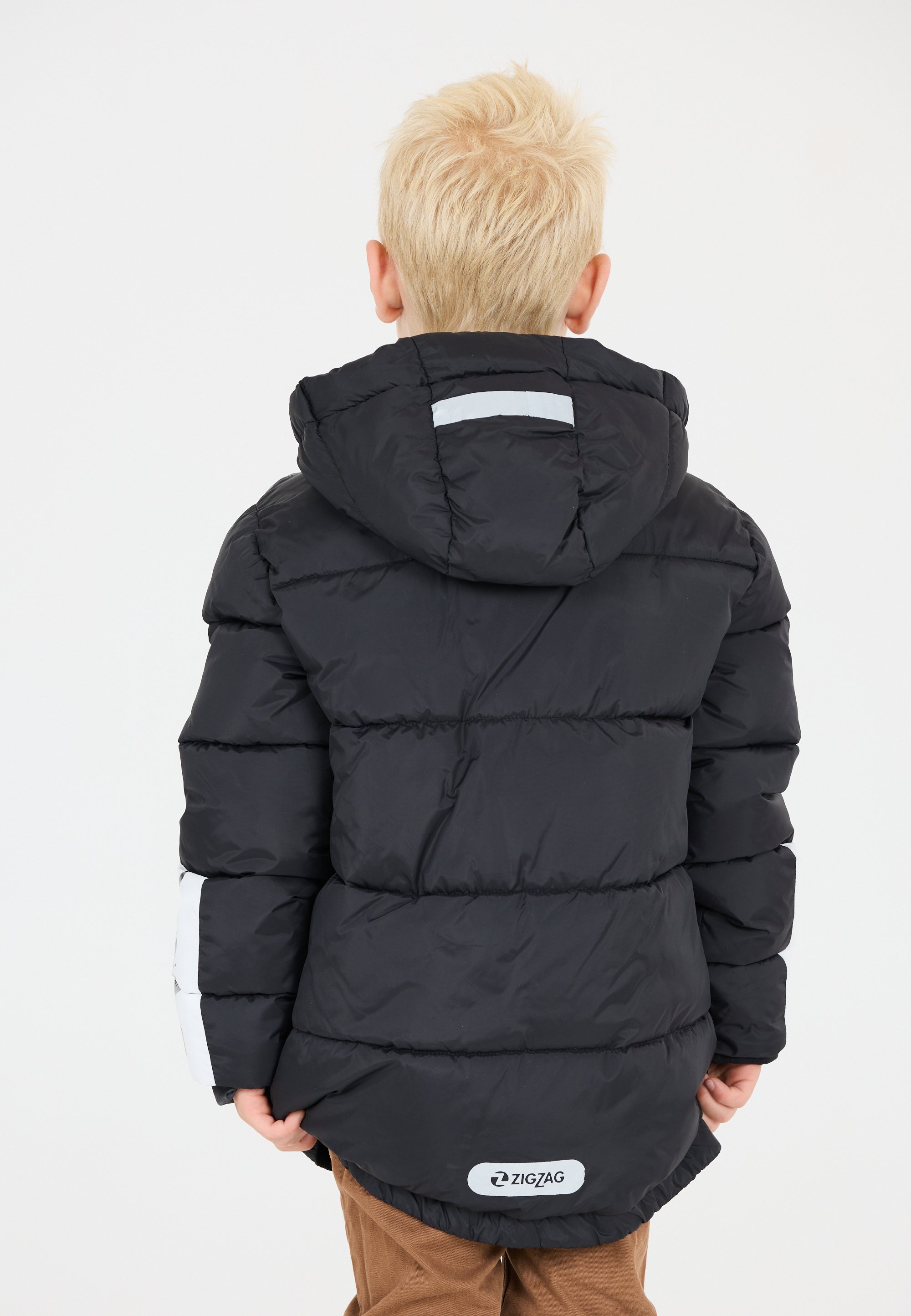 HERENCIA zigzag short sleeve jacket ZIGZAG GEWATTEERD - Winter jacket - zwart wit/black - Zalando