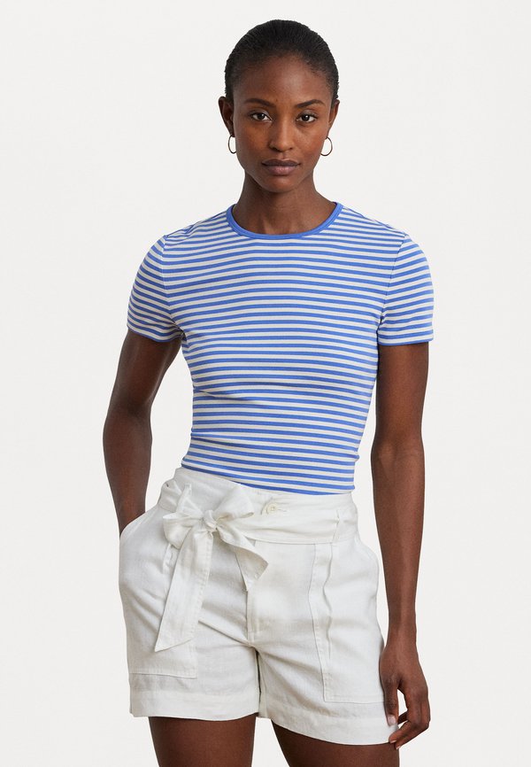 STRIPED STRETCH COTTON CREWNECK TEE - Print T-shirt
