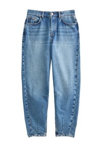 Light blue denim jeans with a loose fit, featuring a straight leg design, five-pocket style, and subtle fading on the fabric.