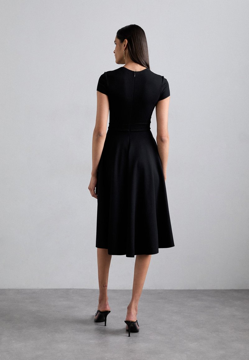 blue dress for baby girl Emporio Armani Black Sheer Sleeve Belted V-Neck Mini Dress – JOHNYCARRIBEAN