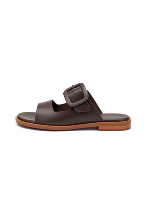 Frau Shoes SLIDERS WITH TONAL BUCKLE - Ciabattine - dark brown