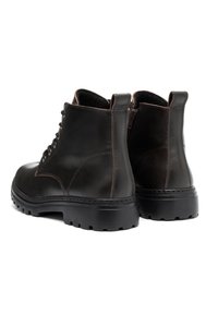 Bottes cheville en cuir noir à surface texturée, lacets sur le devant et fermeture éclair à l'arrière. Semelles en caoutchouc avec motif cranté pour une meilleure adhérence.