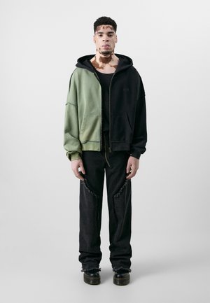 LOGO ZIP HOODIE UNISEX - Sweater met rits - black/green