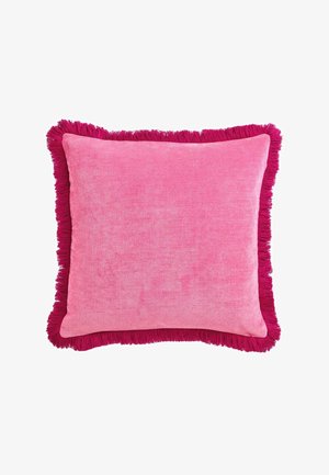 Next, 45X45CM SOFT VELOUR CONTRAST FRINGE UNISEX - Scatter cushion - fushsia pink