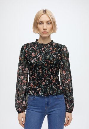 VILA, VIDOBBINE O NECK SMOCK  - Μπλούζα - black/flowers