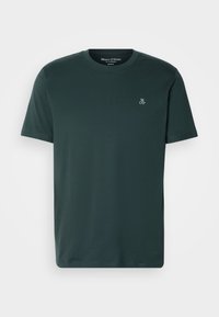 Dark green T-shirt made of soft fabric, featuring a crew neck and short sleeves. Embroidered logo on the left chest.