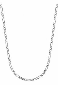 Collana in argento con maglie ovali e rettangolari alternate, texture liscia e finitura lucida. La lunghezza è media.