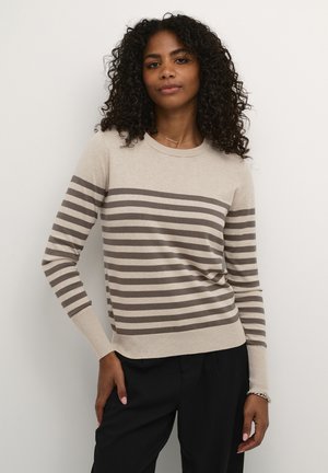 Kaffe Jumper - feather gray brown stripe