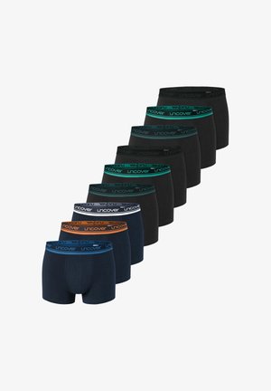 Sæt med herreboxershorts i sort og marineblå, med forskellige elastiske linninger med logo. Blødt, strækbart bomuldsstof, tætsiddende design.