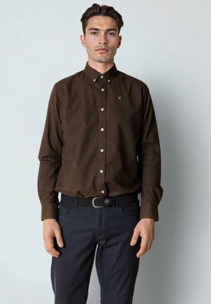 Clean Cut Copenhagen OXFORD STRETCH PLAIN - Camicia - dark brown melange
