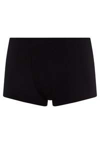 Černé boxerky vyrobené z hladké, elastické látky. Mají přiléhavý střih, ploché švy a centrální kapsu pro podporu.