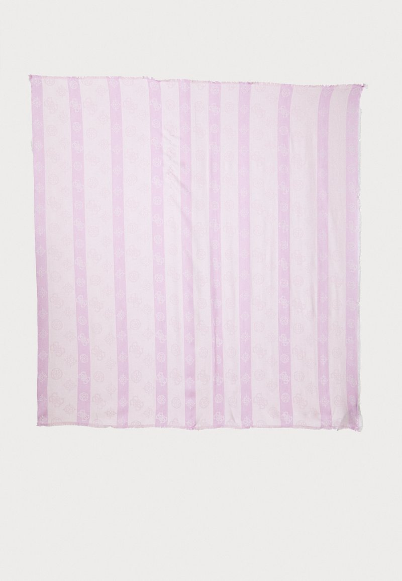 Light pink fabric with alternating solid and patterned stripes, featuring a smooth texture and fringed edge, measuring approximately 1.5 x 1.5 meters.