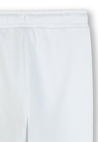 Witte sweatpants van zachte stof, met een gestructureerd oppervlak, een brede elastische tailleband en een rechte pijp zonder extra accenten.