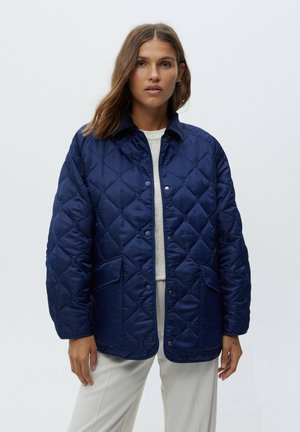 PUFFER WITH COLLAR - Ľahká bunda - metallic blue