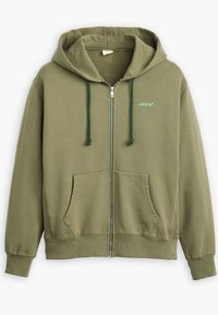 AUTHENTIC FULL ZIP - Cipzáras pulóver - moss olive garment dye