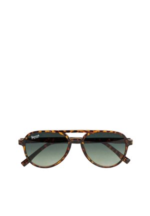 Lunettes de soleil aviateur à motif écaille avec verres dégradés foncés et monture double pont.